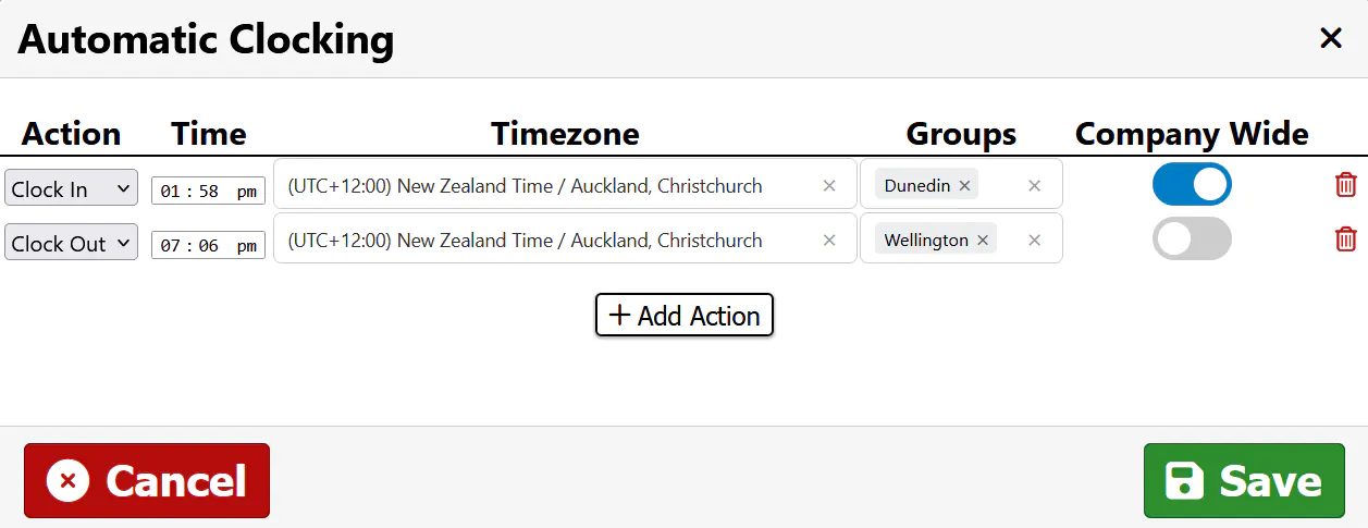 Automatic Cloking in & out.