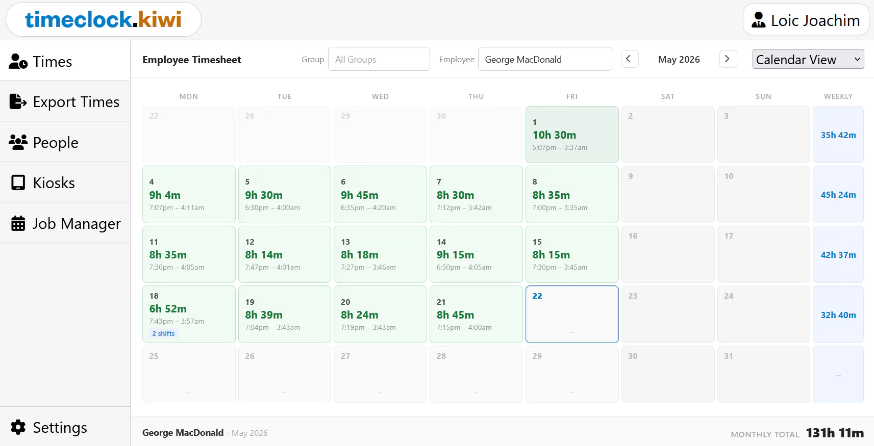 Calendar viewer