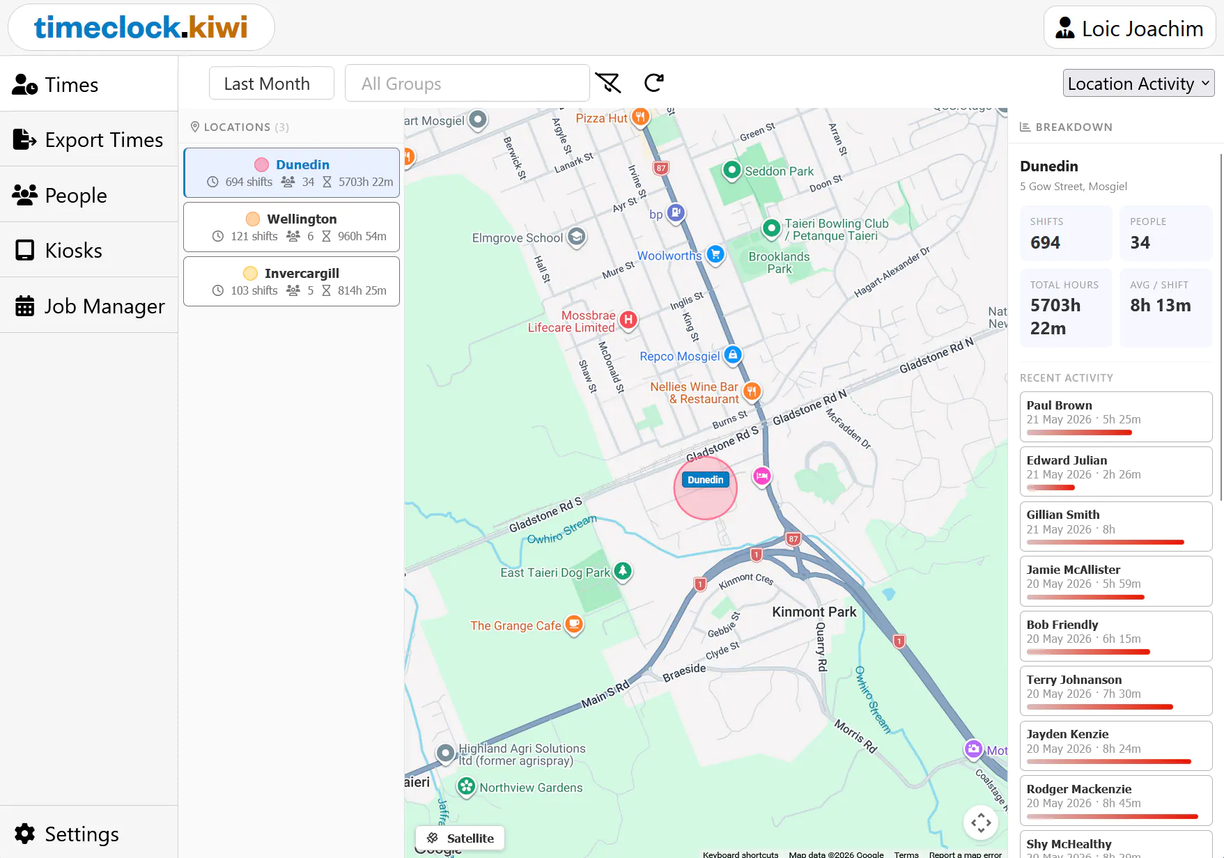 Location Activity viewer